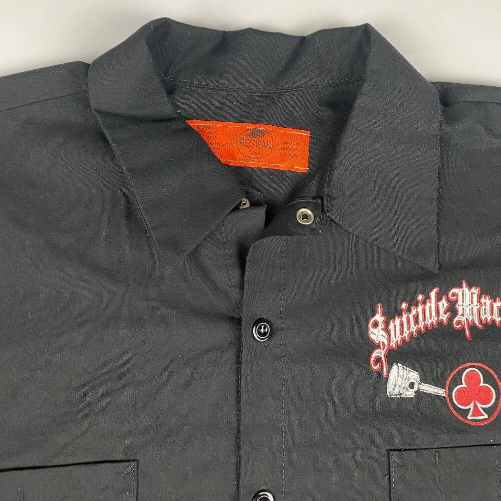 Suicide Machines Speed Shop Flame Skull Motorcycle Button Up Shirt Men's XL - Picture 4 of 8